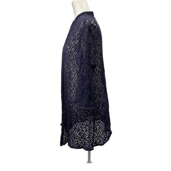 Eileen Fisher Open Knit Cardigan Med Linen Blend Metallic Coastal Cottage Style - Picture 2 of 14